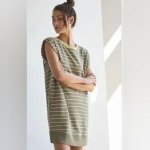 Anthropologie Striped Sweatshirt Dress by Daily Practice - Green - M